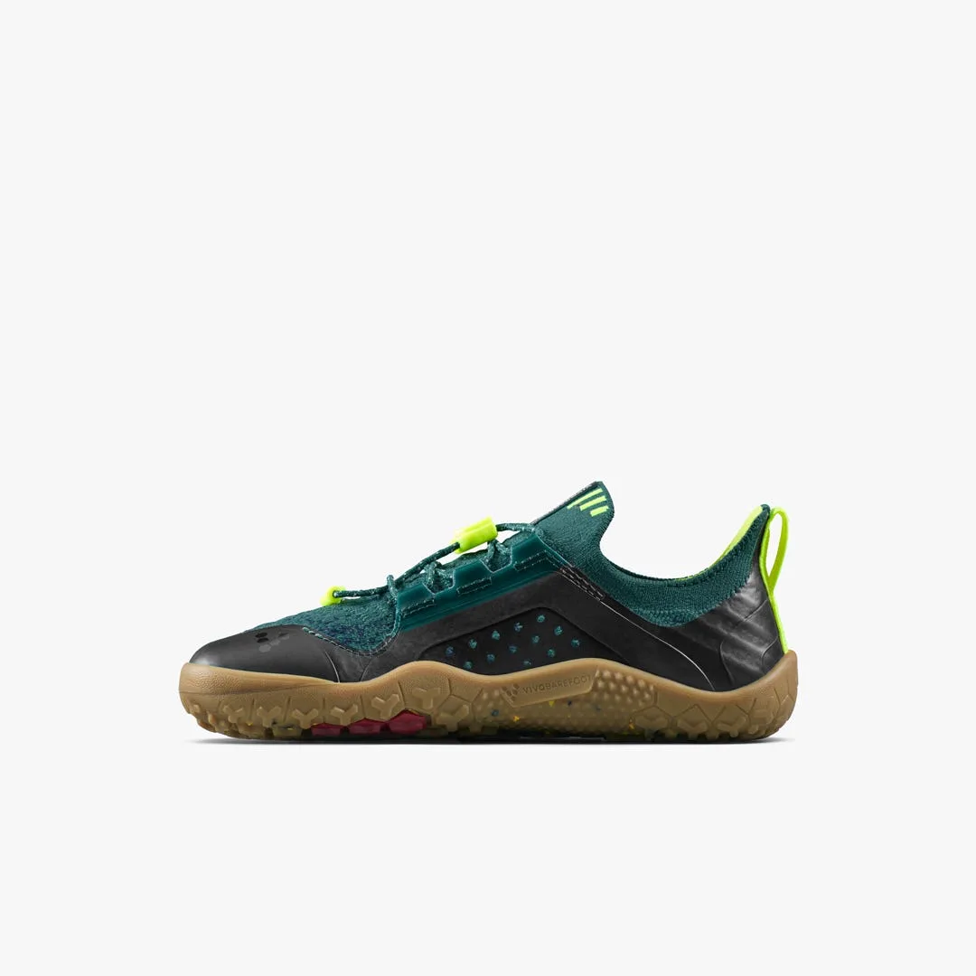 Кроссовки Vivobarefoot Primus Trail Knit FG — детская модель, зелёный с лимонным, фото 3